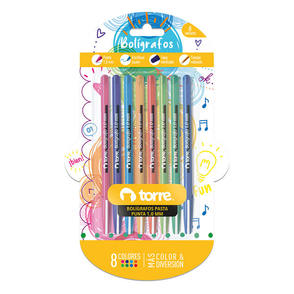 Paquete De 8 Bolígrafos De Colores PAPER MATE 1001063 | Do It Center